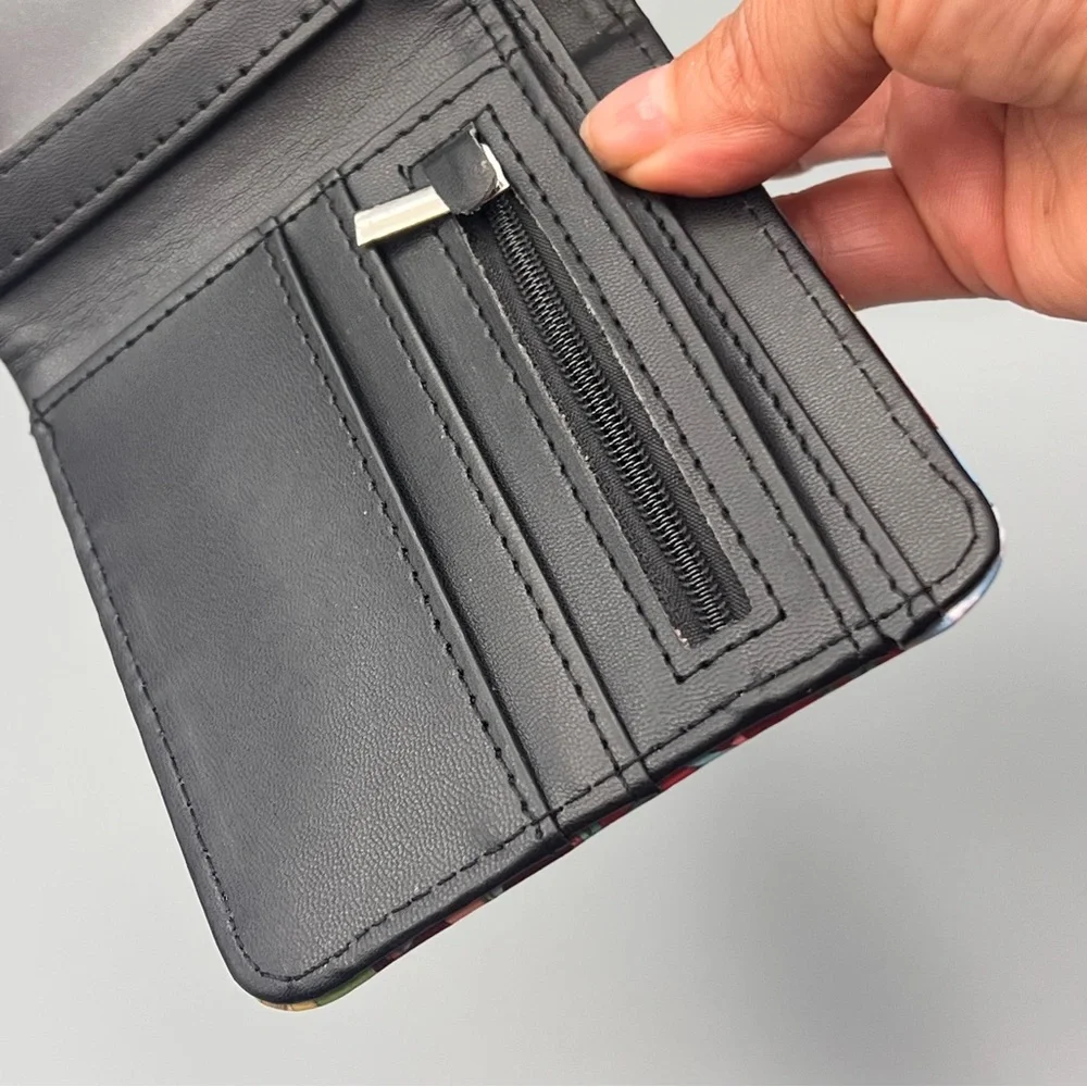 Anime one punch wallet billfold black / multicolor New with zip compartment